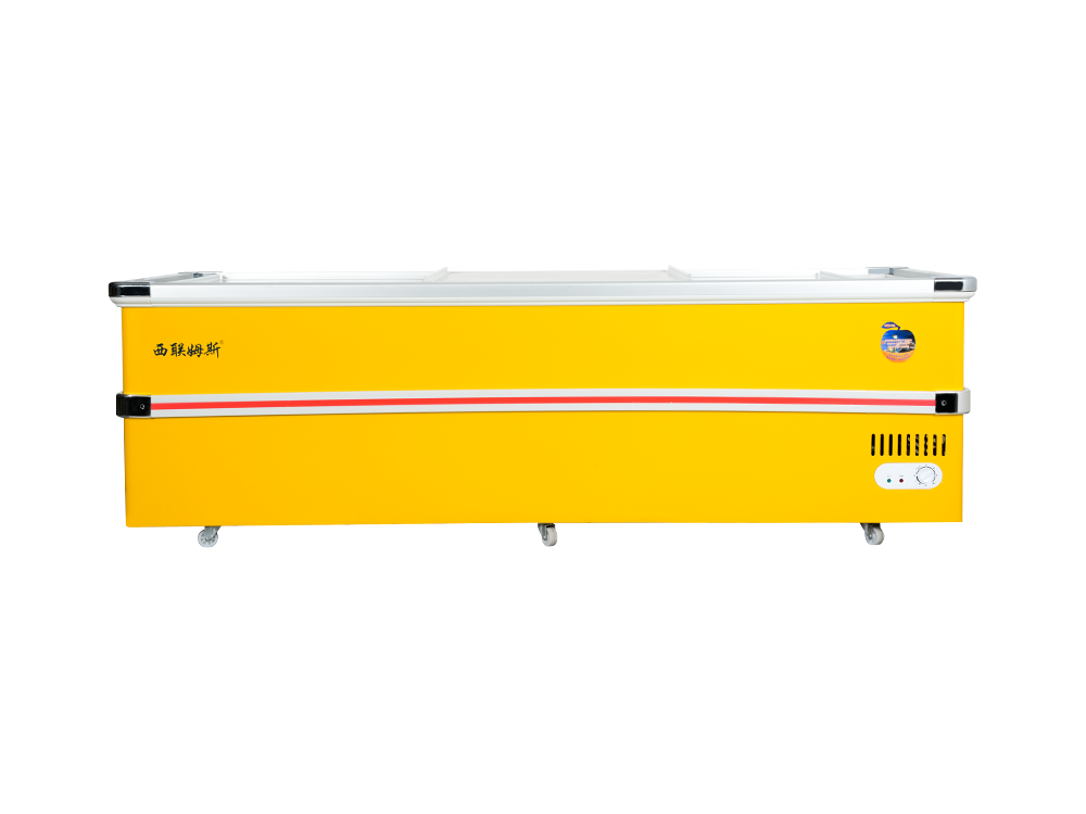 European style aluminum alloy edging long freezer island cabinet